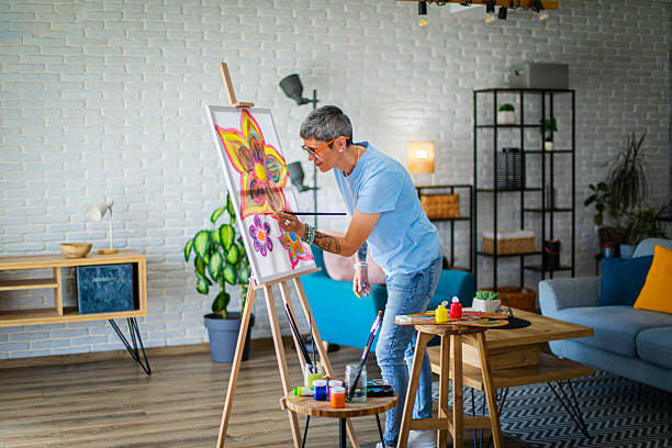 istock Stylish Mature Woman Engaged in Creative Art Activity 2219272598