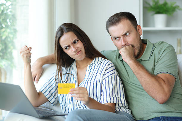 istock Angry couple paying online at home 2219273516