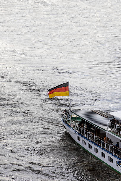 Dresden, Germany, April 5, 2025. A historic steamship sails along the Elbe River near Dresden, Germany