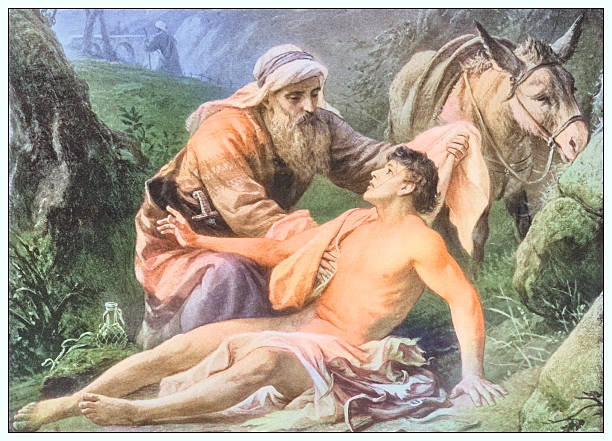 istock Antique famous painting from the 19th century: The good Samaritan by B Plockhorst 2219278957