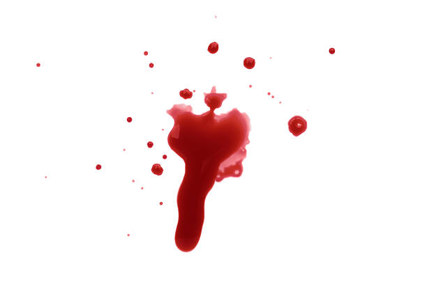 istock Stain of blood isolated on white, top view 2219280064