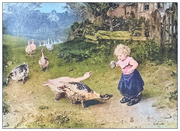 Antique famous painting from the 19th century: In great distress by Knaus