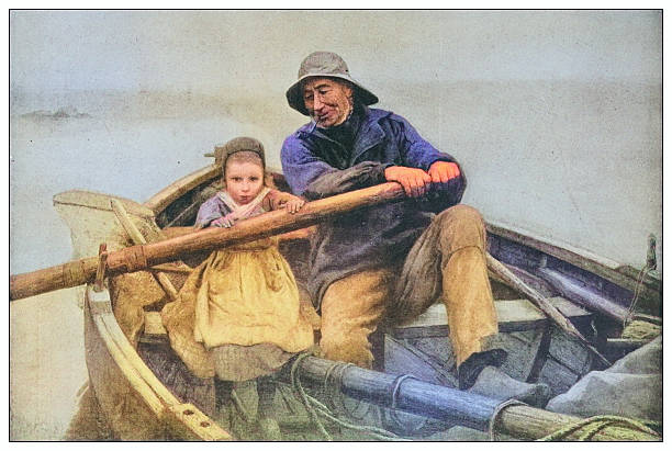 Antique famous painting from the 19th century: The helping hand by Emile Renouf