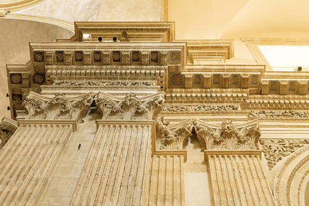 detail of the columns in the saint peter basilicas facade at the vatican