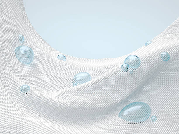 istock Cloth surface with water bubble, white fabric fiber, 3d rendering. 2219291624