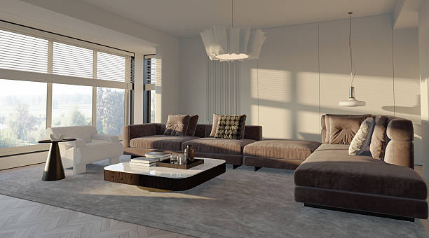 istock Large luxury modern bright interiors Living room mockup illustration 3D rendering image 2219292418