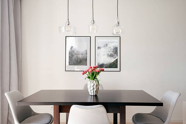 istock Modern dining area with minimalist decor and natural elements in a cozy apartment 2219304524