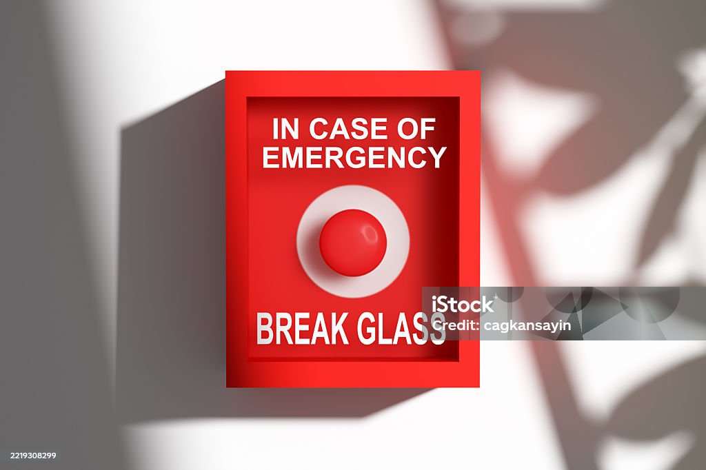 Button Behind Case Emergency Button Behind Breakable Glass On White Wall Stock Photo ...