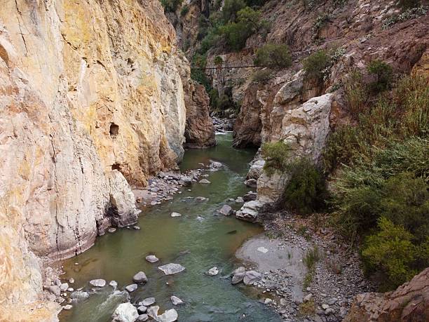 istock Rocky canyon with river and lush vegetation. 2219308547