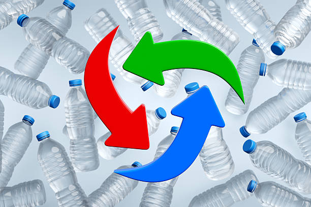 Recycling Symbol Sustainability Concept with Layered and Twisted Pattern. Digitally generated image. 3d render.