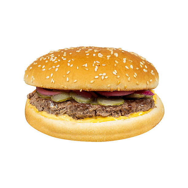 istock Homemade beef burger on white background 2219309029