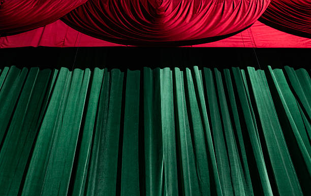 istock Red and Green Velvet Theatrical Curtains 2219312145