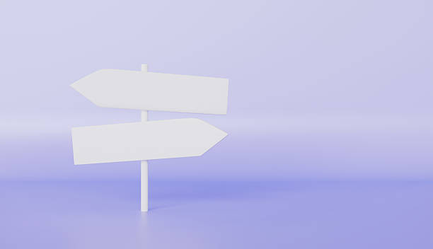 istock Minimalist 3D Render of Direction Sign on a Purple Background 2219313802