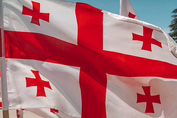 istock Georgian National Flag Waving in the Wind 2219316434