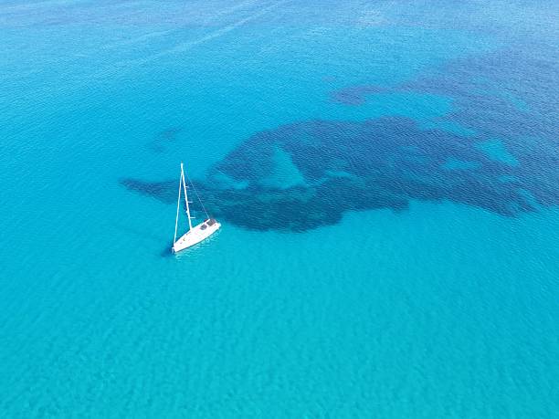 istock Sailing with sailboat, view from drone stock photo 2219317495