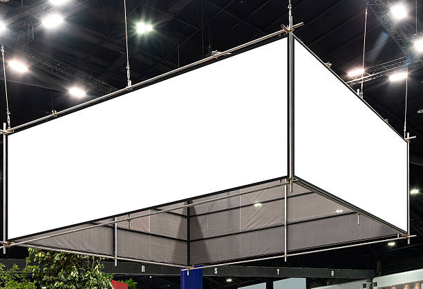 istock Hanging white indoor billboard with clipping path for mock up 2219323212