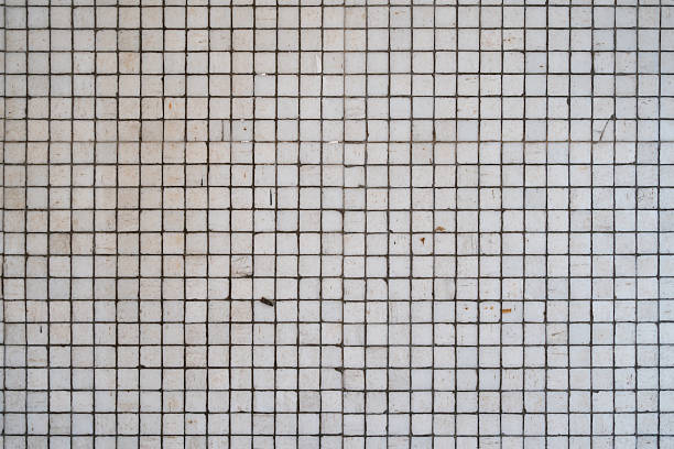 Aged square tiles with visible block lines, showcasing a unique vintage design.