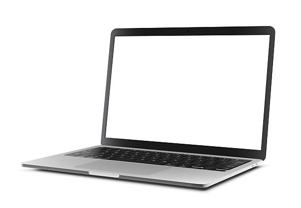 illustrations, cliparts, dessins animés et icônes de ordinateur portable vectoriel avec écran blanc vide vide - objet ou sujet détouré