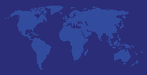 illustrations, cliparts, dessins animés et icônes de carte du monde point demi-teinte fond - mondial