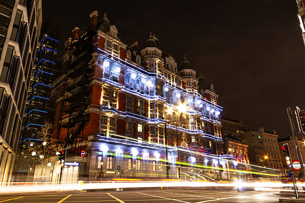December 30th 2012 London England - Mandarin Oriental Hyde Park at night Christmas decorations London England Europe