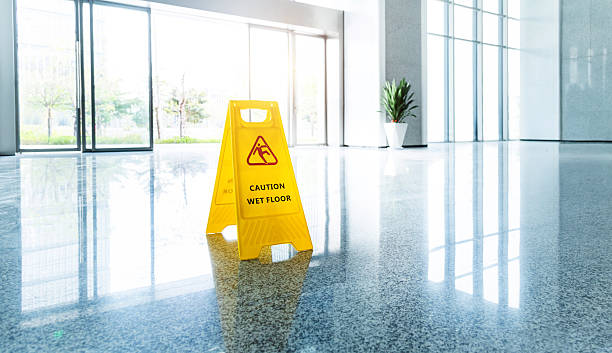 istock Caution wet floor sign on the floor 2219335721