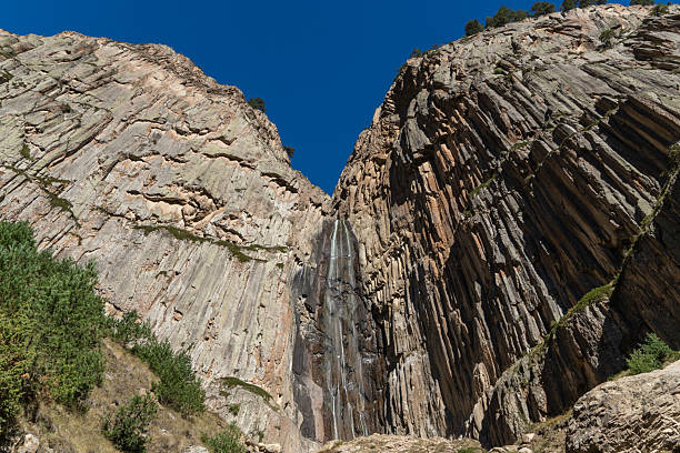 istock Foaming water falls from great height against backdrop of unique mountain range. Famous Abai-Su waterfall is two streams flying down steep cliff 72 m high. Kabardino-Balkaria. Chegemsky Reserve 2024. 2219337610