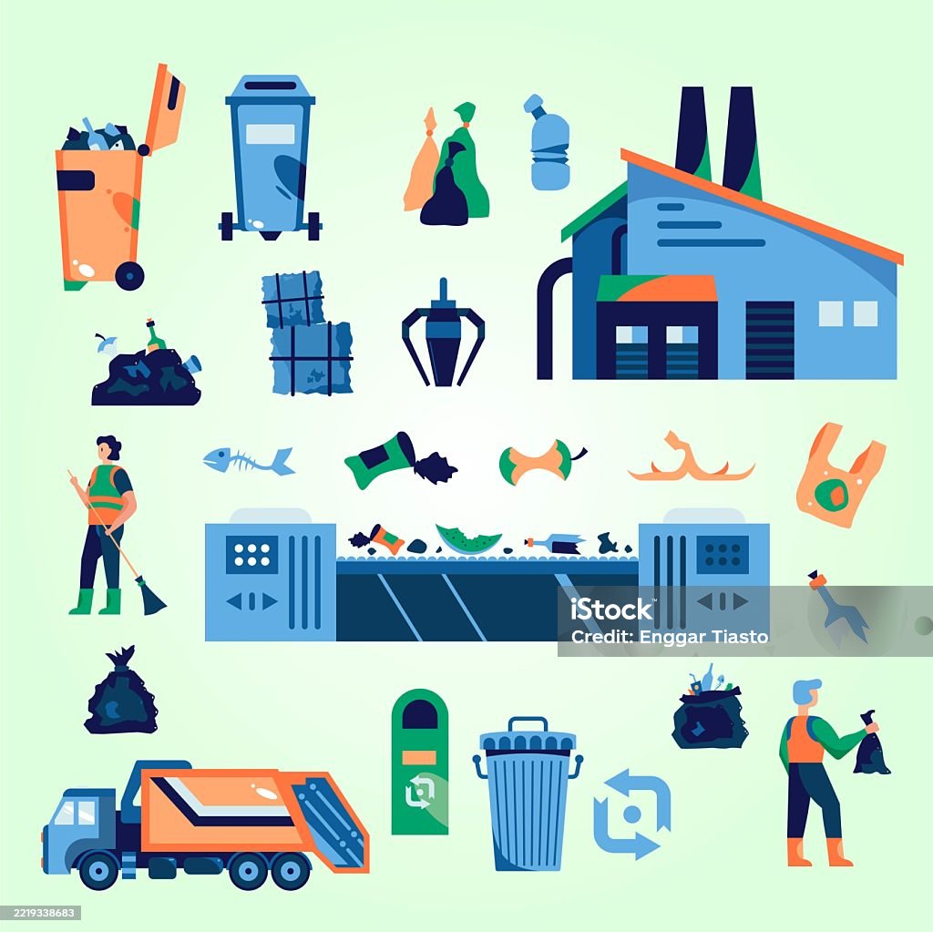 Garbage Sorting Symbol Garbage Recycling Horizontal Set With Waste Sorting Symbols Flat ...