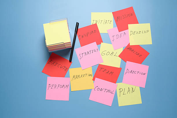 istock Colorful Sticky Notes Arranged on a Blue Background for Project Planning and Teamwork 2219347148