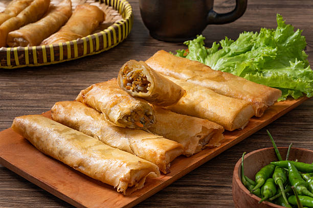 istock Warm Rustic Traditional Indonesian Lumpia Serving 2219361251