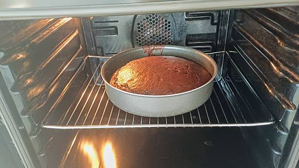 istock Homemade cocoa cake on a baking tray in the oven 2219362922