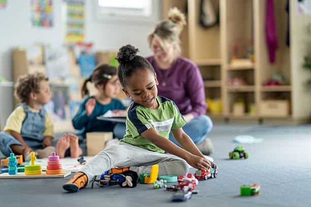 Children Enjoying Playtime Activities in a Vibrant Daycare Setting