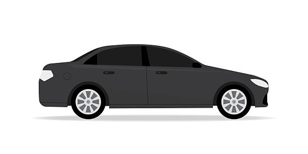 istock Black car, mockup, design isolated on white background. Modern auto, car template for vehicle branding, corporate identity. View from side. 2219366532