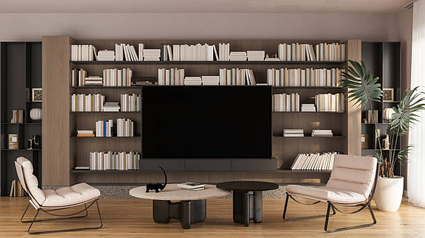 istock Modern Home Library with Integrated TV Unit 2219367087