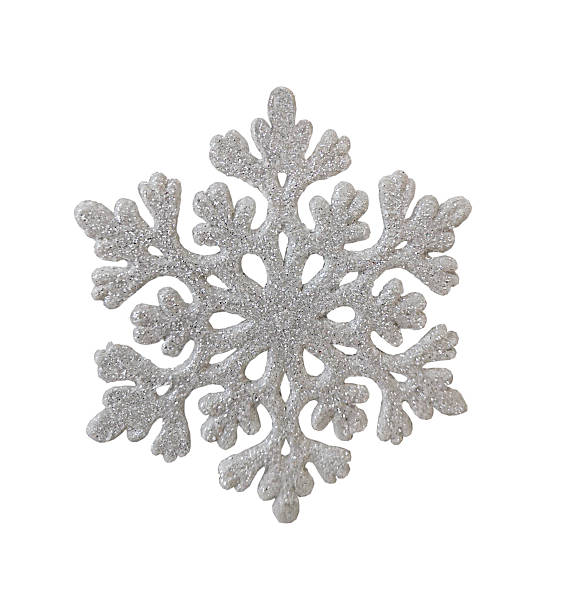 istock Silver Christmas tree toy snowflake in sparkles isolated on white background. 2219369212