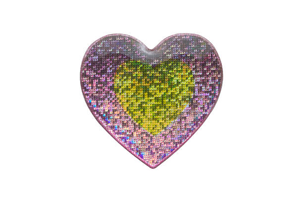 istock Heart shape hologram sticker isolated on white background 2219390356