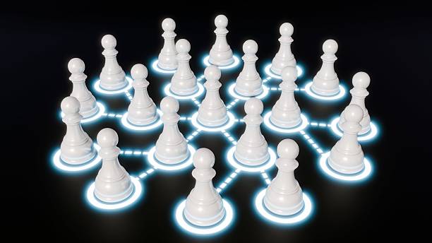 istock A glowing blue-white circled the white pawn in the black background 2219390629
