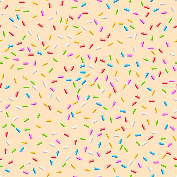 istock Donut background with colorful candy sprinkles. Sweet topping for candy or ice cream. Fun and playful dessert design. Summer, birthday, children concept. Seamless vector illustration 2219390956