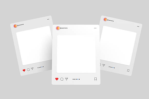 istock 3D Social media post interface mockup. Social frame mobile app page template for user carousel post feed, like, share, comment, business promotion. Minimal design content for commercial purposes 2219392270