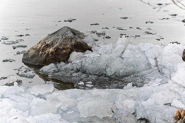 istock Ice melting at a lake shore. spring concept. 2219413493