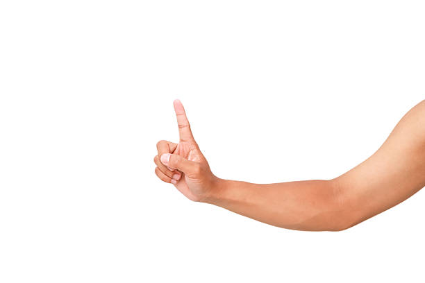 istock Hand pointing upwards symbolizing direction, guidance and achievement on a white background 2219427643