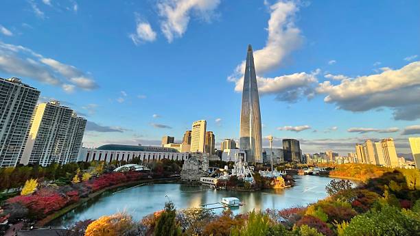 istock Panoramic view of Lotte World Tower in autumn. 2219428673