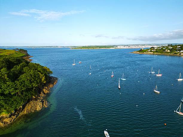 istock Coastal Aerial View with Boats and Cliffs 2219431136