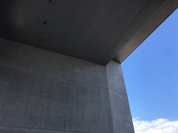 Abstract monochrome image of beams inside building