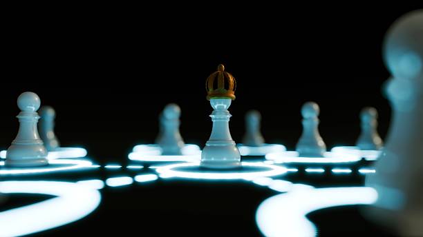 istock A luminous web of glowing lines from white circled the white pawn 2219435309