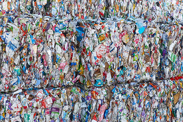 istock Recycled and packaged waste. Sustainable industry. Reusable material 2219437552