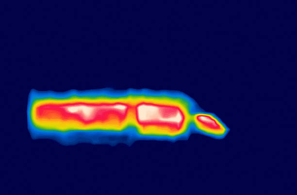 Infrared photography, Tram. Image from thermal imager device.