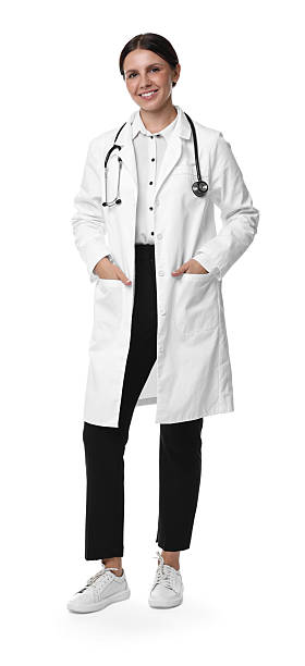 istock Smiling healthcare worker with stethoscope on white background 2219441730