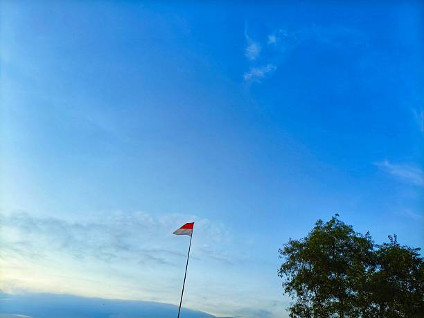 Indonesia Independence Day celebration decoration on August 17th. Copy space.