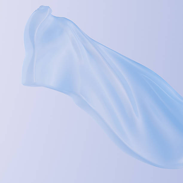 istock Soft translucent fabric-like blue flowing shape. Minimalist abstract 3D rendering perfect for skincare, design, or luxury product background. 2219447174