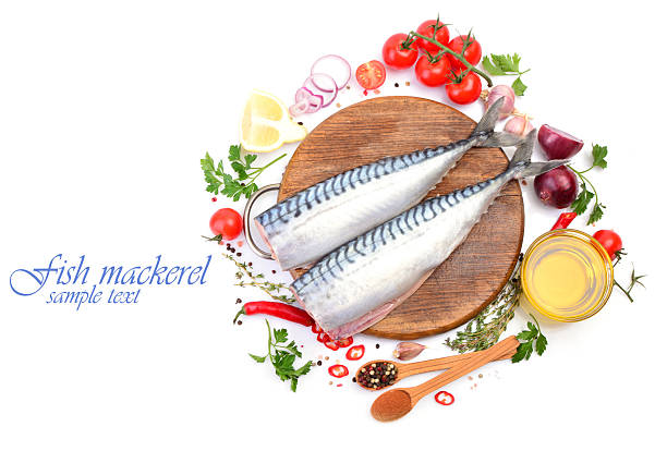 Raw fish on the kitchen table before cooking